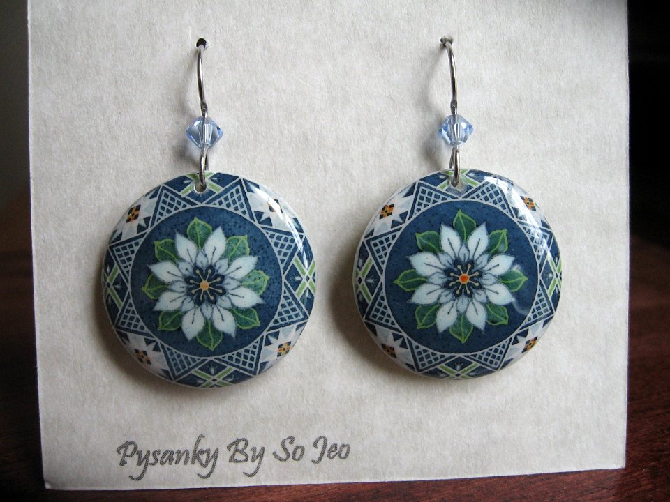 Love In A Mist Earrings Pysanky Jewelry by So Jeo
